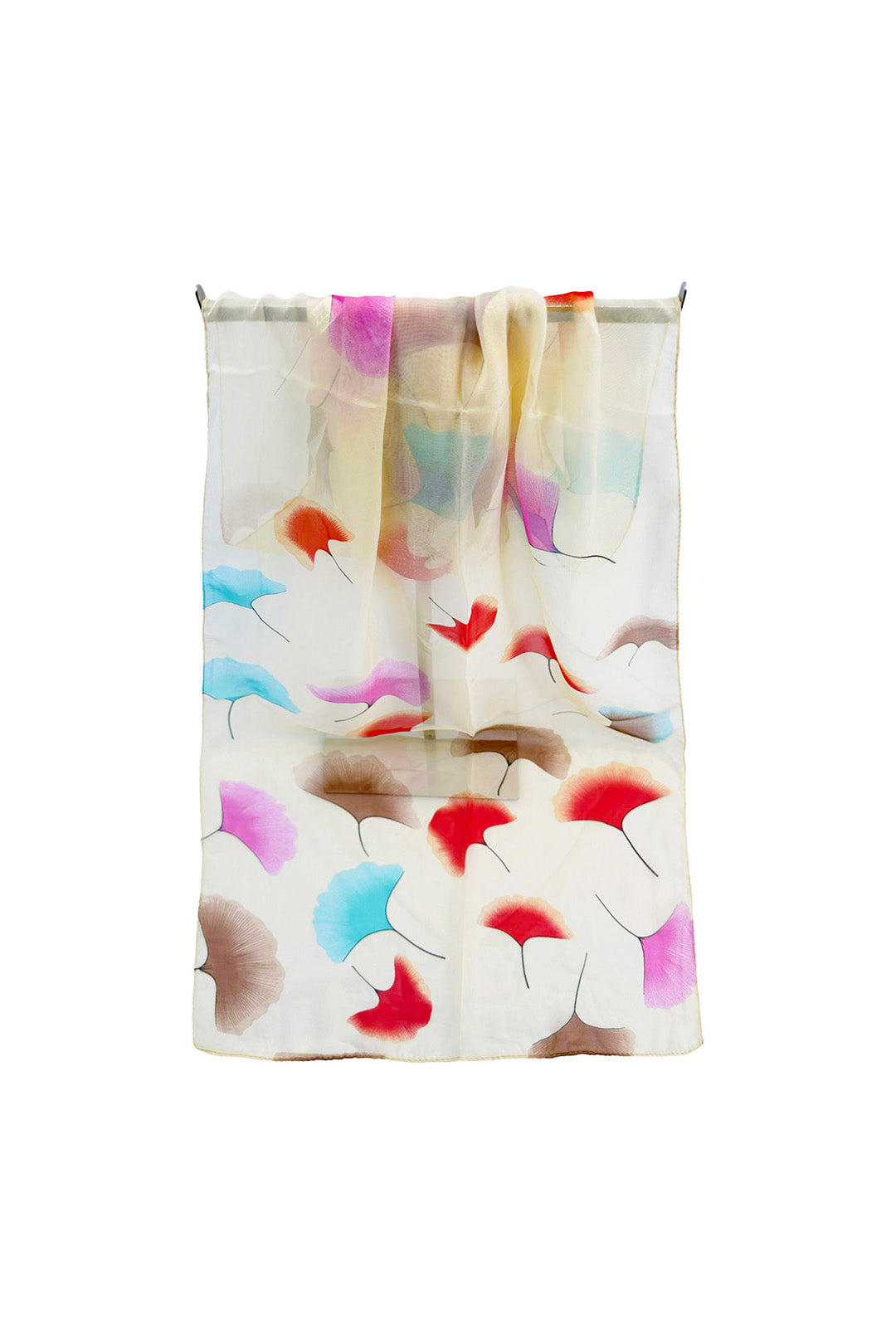 Pastel Ginkgo Leaf Print Chiffon Scarf