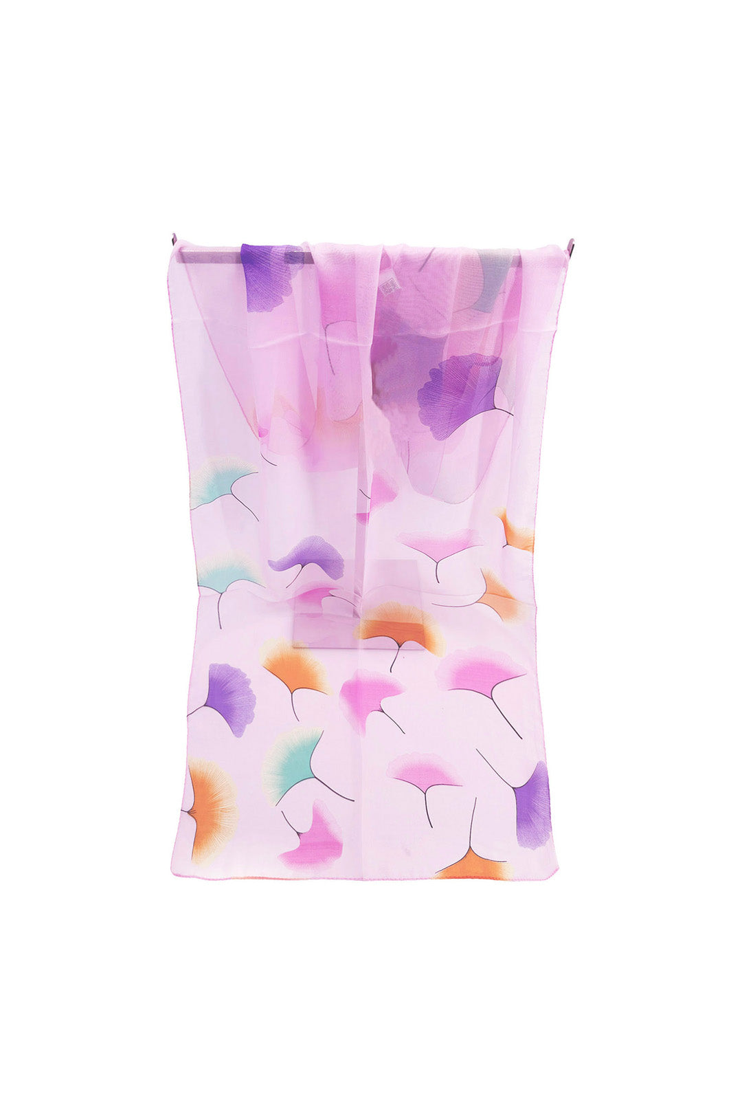 Pastel Ginkgo Leaf Print Chiffon Scarf