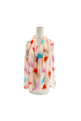 Pastel Ginkgo Leaf Print Chiffon Scarf