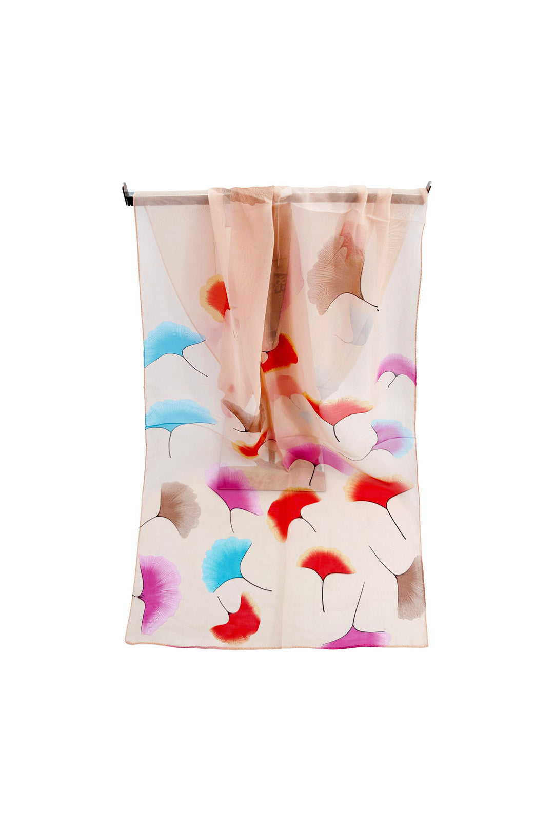 Pastel Ginkgo Leaf Print Chiffon Scarf