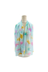 Pastel Ginkgo Leaf Print Chiffon Scarf