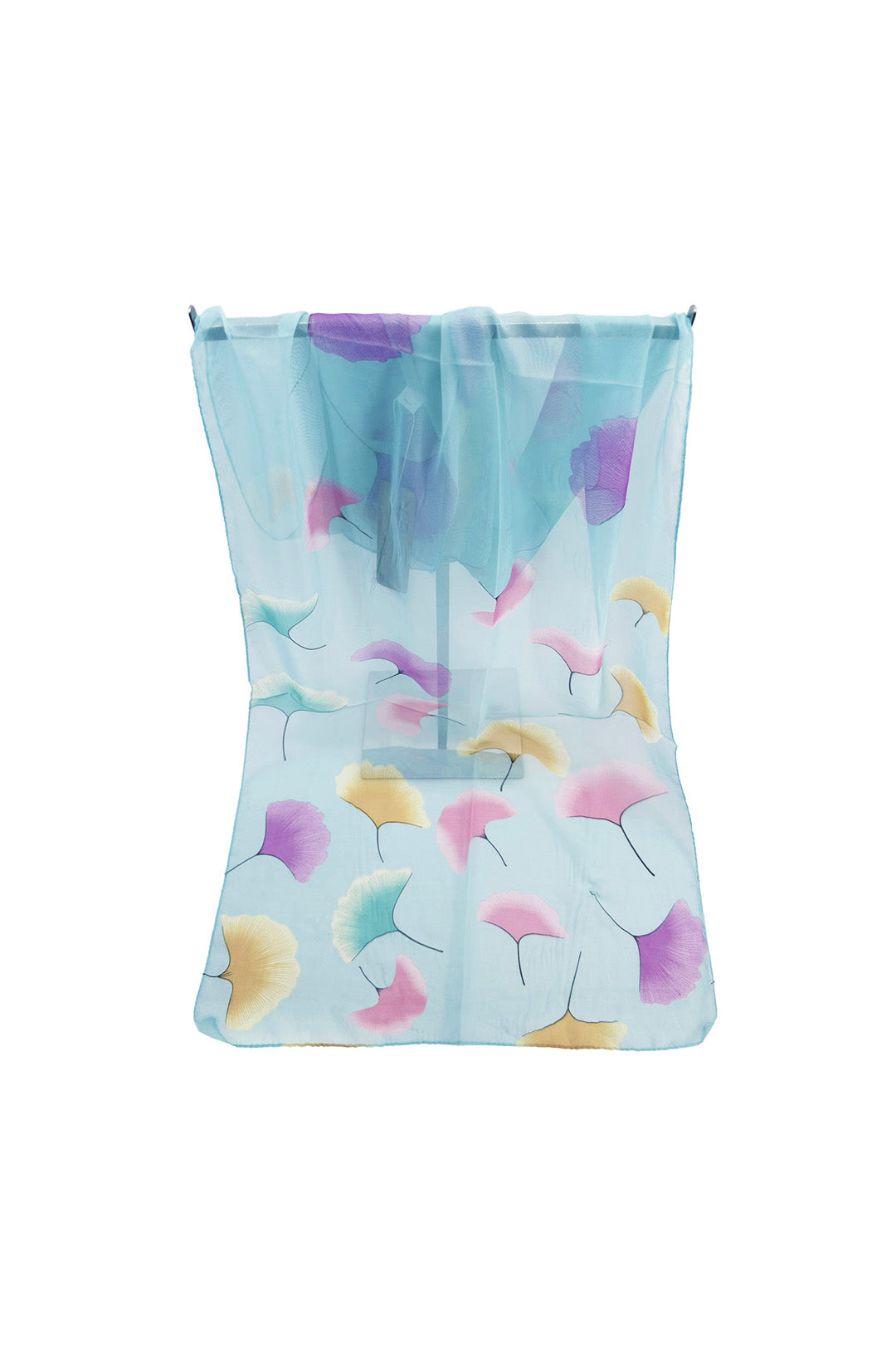 Pastel Ginkgo Leaf Print Chiffon Scarf