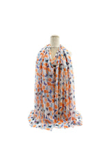 Mixed Cotton Butterfly & Floral Print Chiffon Scarf