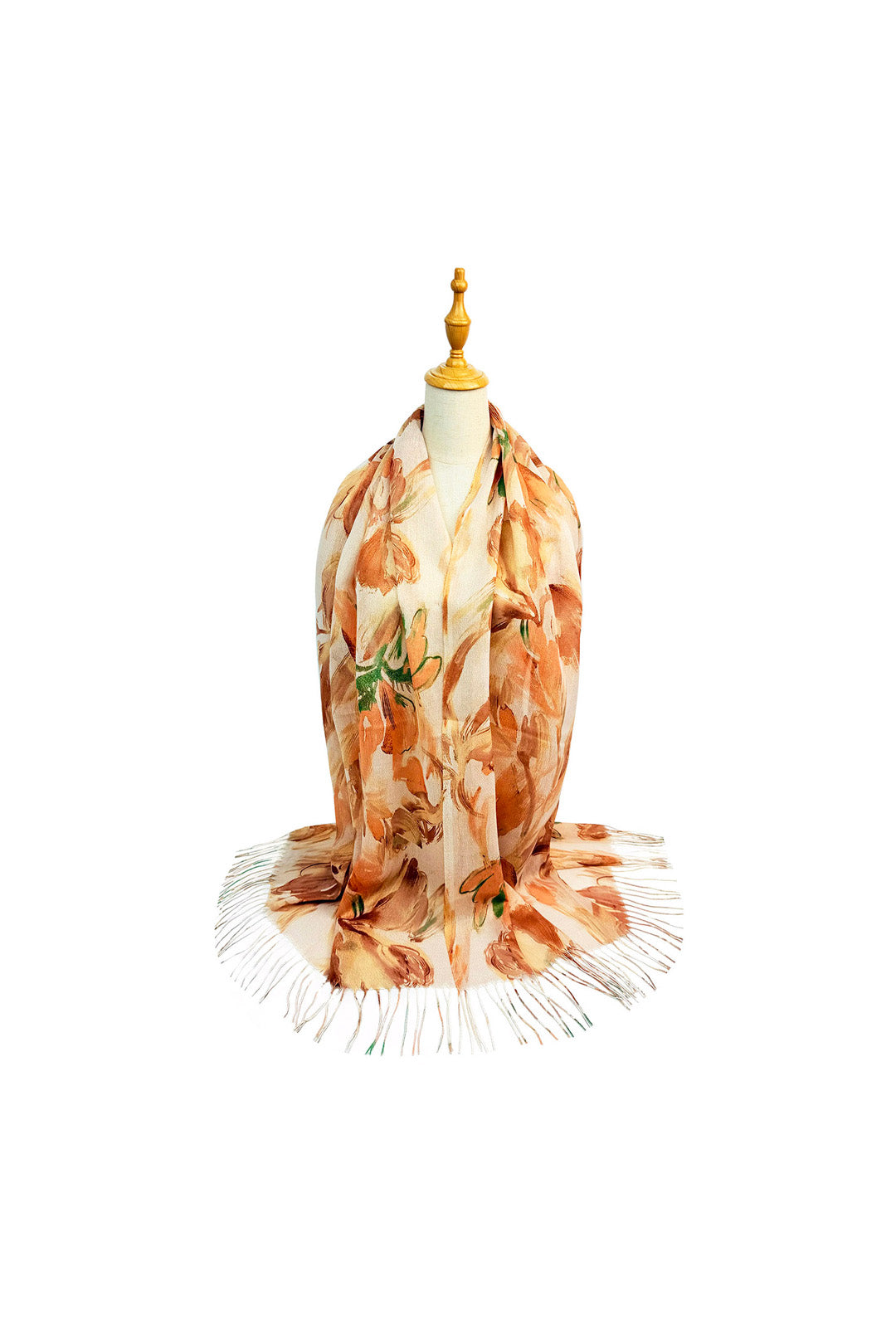 Abstract Floral Print Lightweight Scarf with Tassels