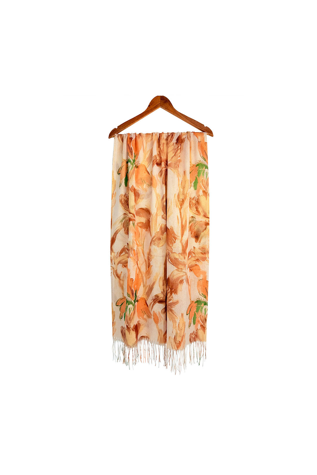 Abstract Floral Print Lightweight Scarf with Tassels