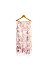 Abstract Floral Print Lightweight Scarf with Tassels