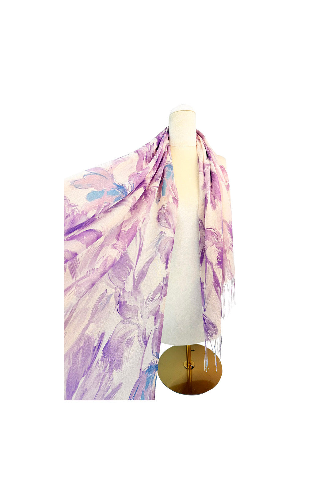 Abstract Floral Print Lightweight Scarf with Tassels