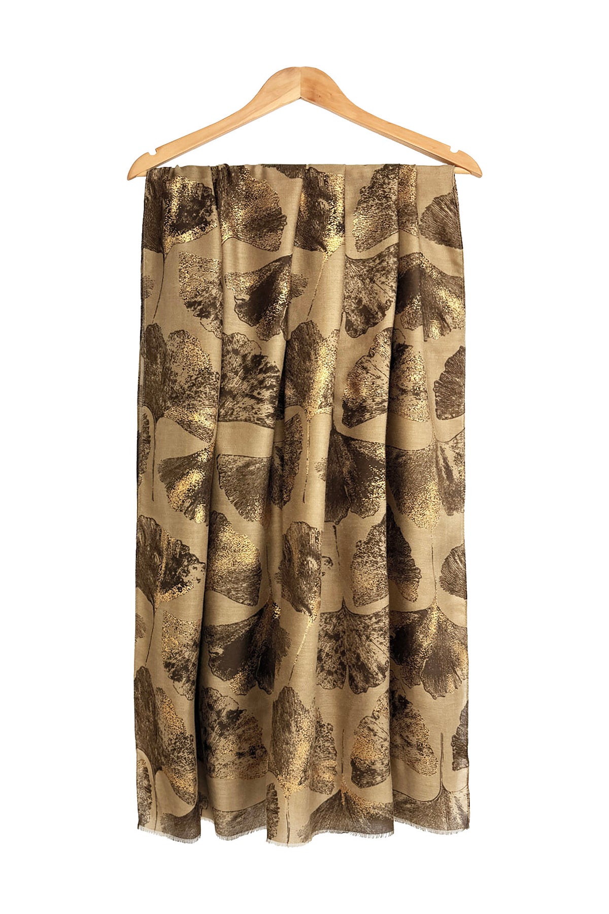 Women’s Metallic Ginkgo Leaf Print Scarf