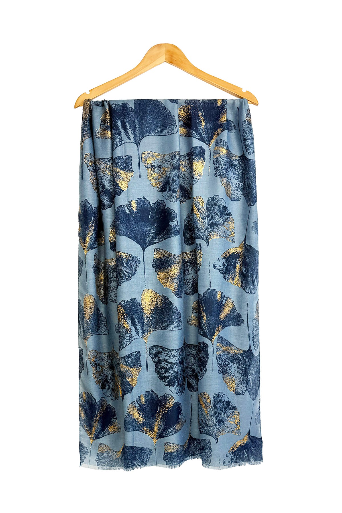 Women’s Metallic Ginkgo Leaf Print Scarf