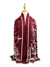 Elegant Botanical Border Shawl Wrap