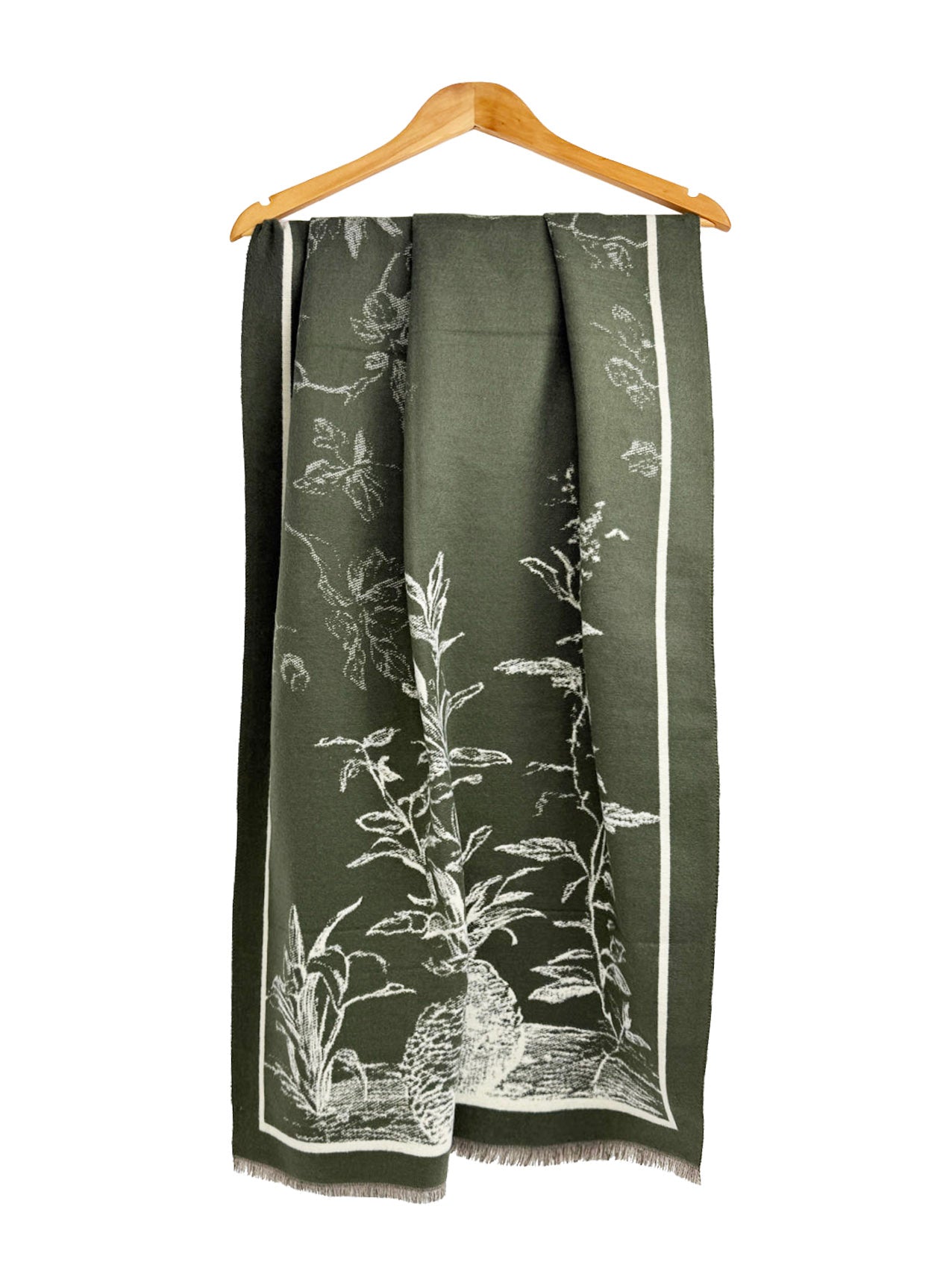 Elegant Botanical Border Shawl Wrap