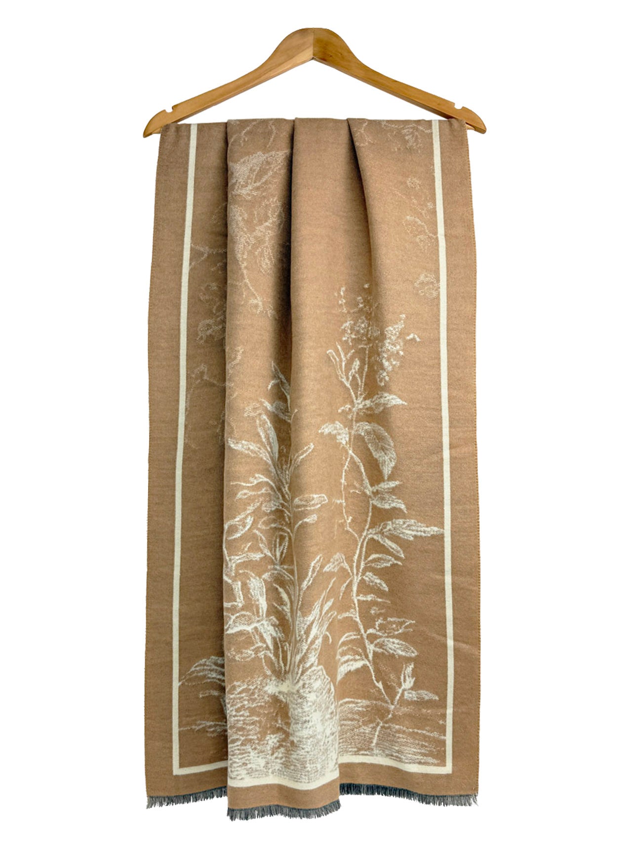 Elegant Botanical Border Shawl Wrap