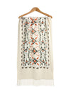 Embroidered Viscose Wool Blend Scarf