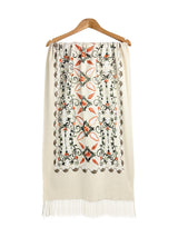 Embroidered Viscose Wool Blend Scarf