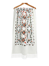 Embroidered Viscose Wool Blend Scarf
