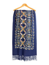 Embroidered Viscose Wool Blend Scarf