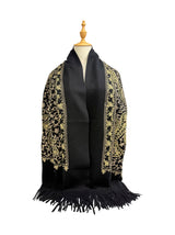 Embroidered Viscose Wool Blend Scarf