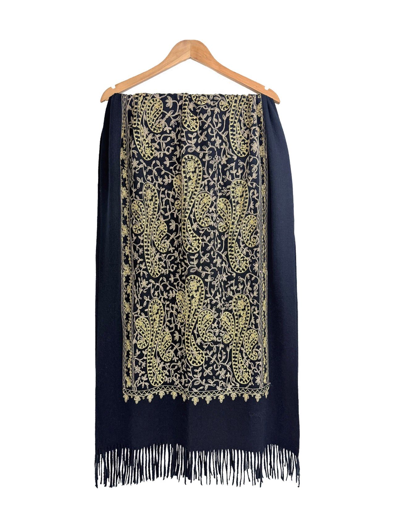Embroidered Viscose Wool Blend Scarf
