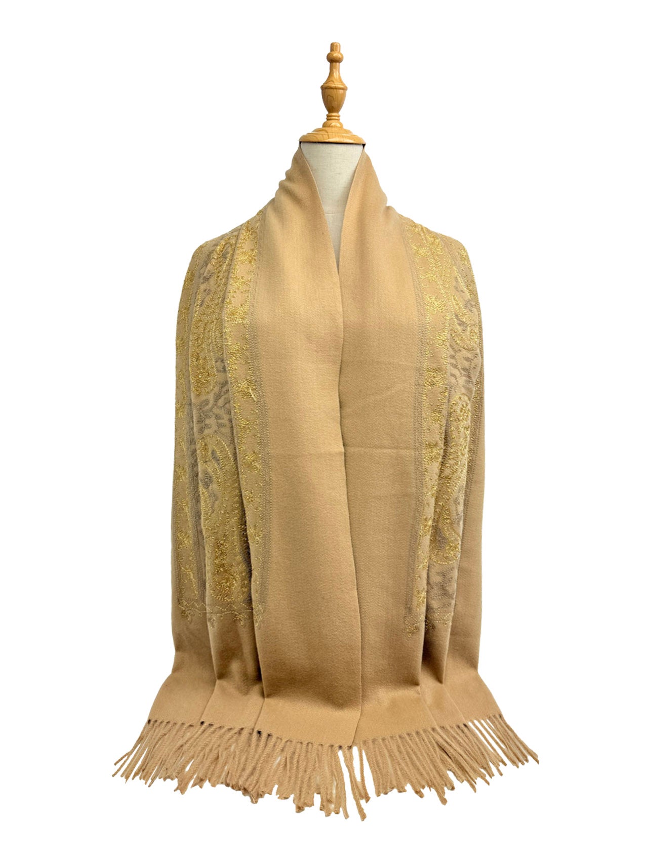 Embroidered Viscose Wool Blend Scarf