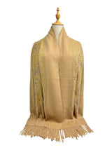 Embroidered Viscose Wool Blend Scarf