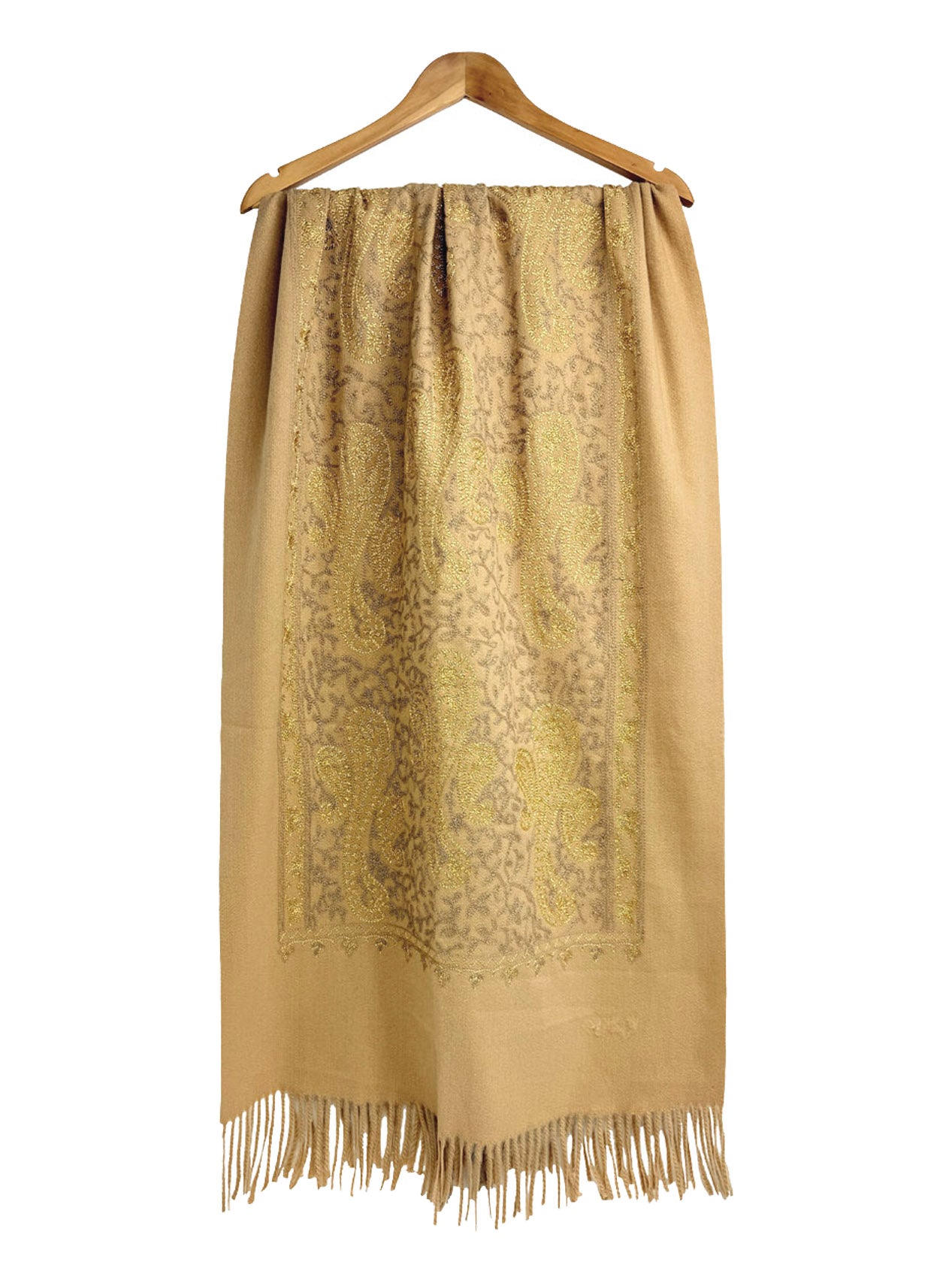 Embroidered Viscose Wool Blend Scarf