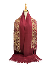 Embroidered Viscose Wool Blend Scarf
