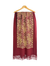 Embroidered Viscose Wool Blend Scarf
