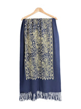 Embroidered Viscose Wool Blend Scarf
