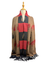 Bird Pattern Viscose Wool Blend Scarf