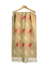 Bird Pattern Viscose Wool Blend Scarf