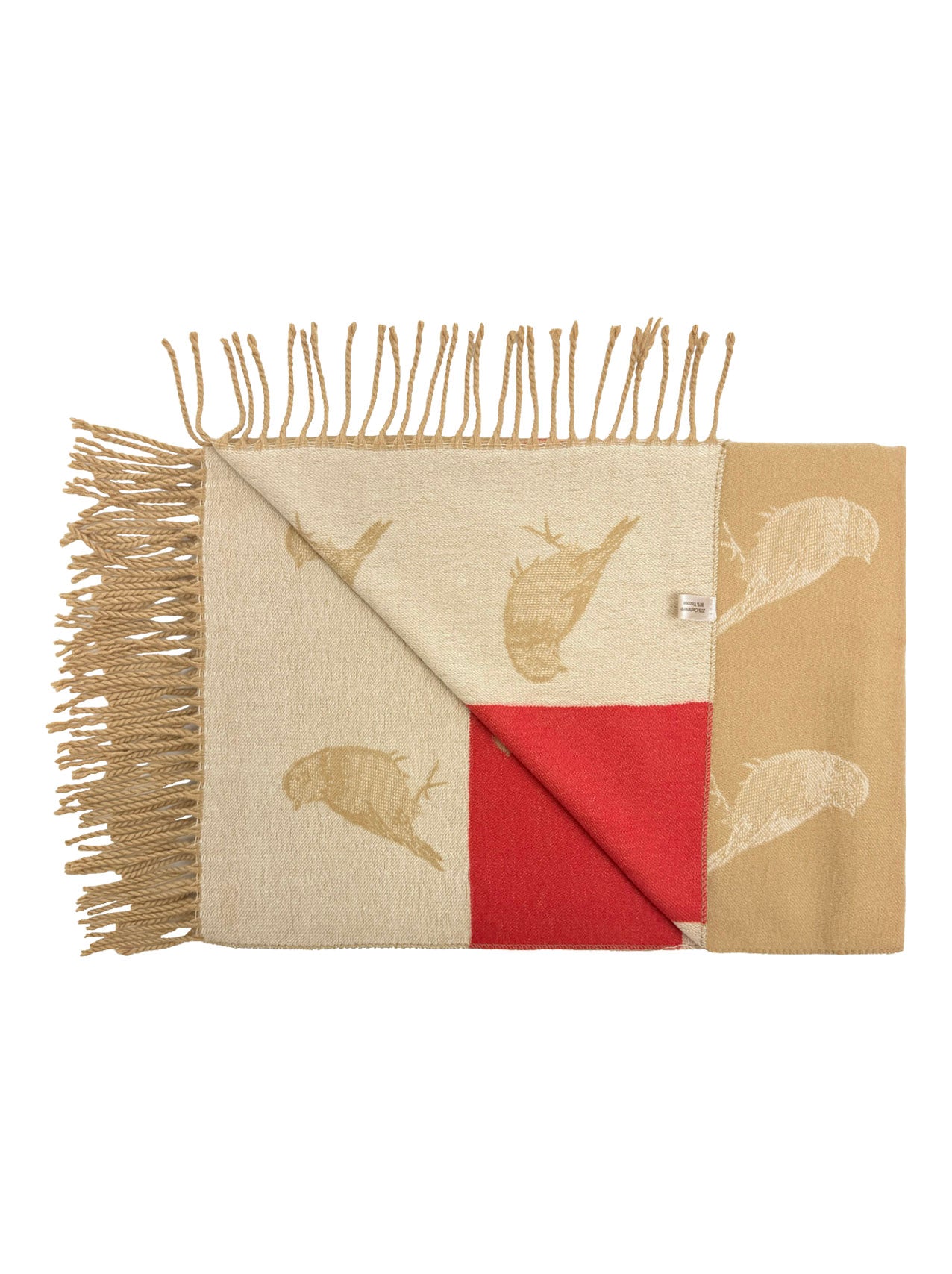 Bird Pattern Viscose Wool Blend Scarf