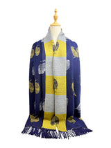 Bird Pattern Viscose Wool Blend Scarf