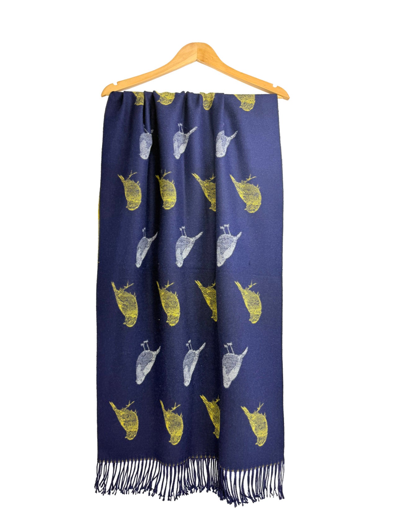 Bird Pattern Viscose Wool Blend Scarf