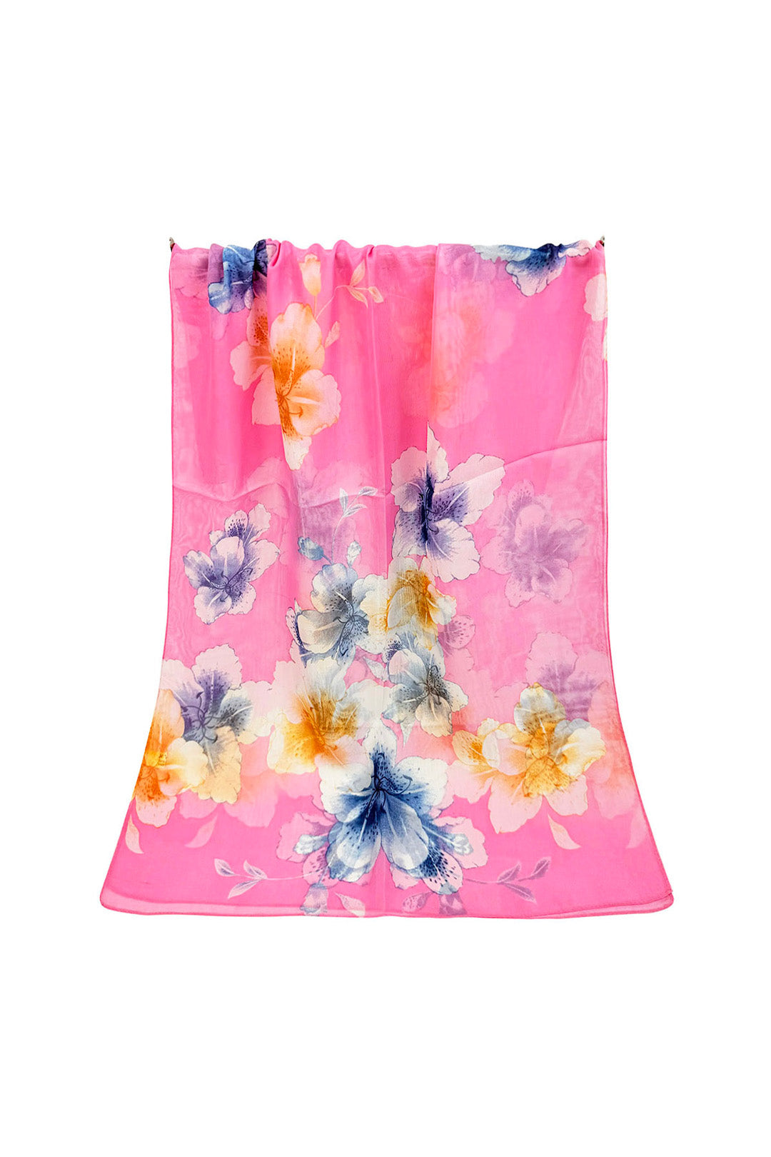 Colourful Floral Print Chiffon Lightweight Scarf