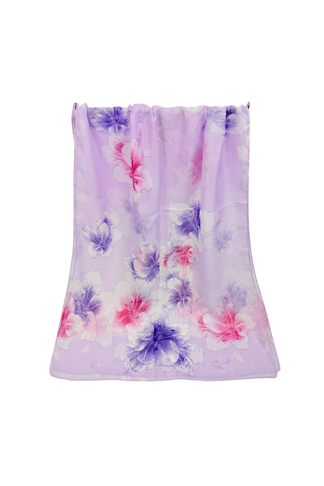 Colourful Floral Print Chiffon Lightweight Scarf