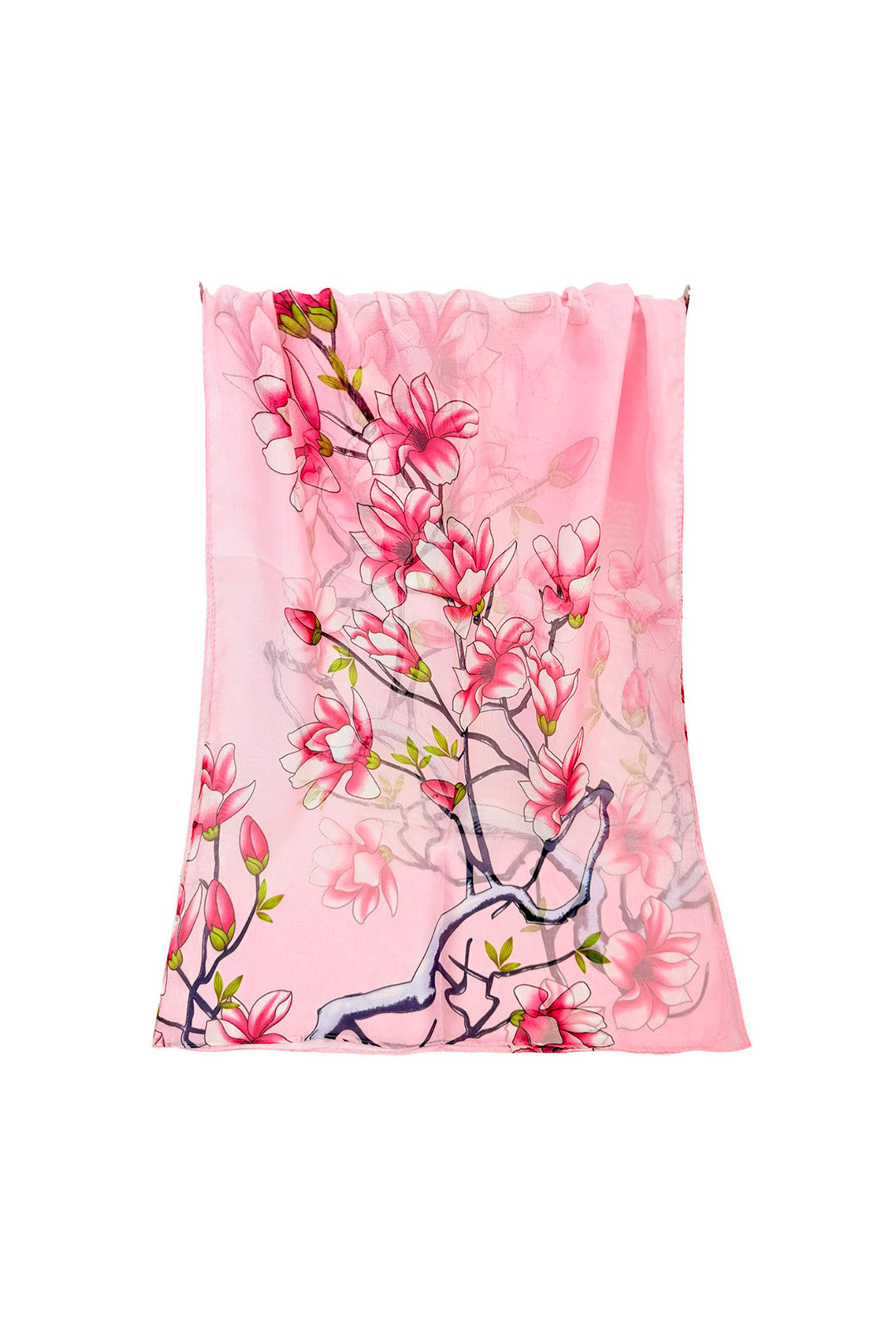 Soft Flowers on Branch Print Chiffon Scarf