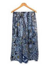 Women's Abstract Floral Print Lightweight Scarf with Frayed Edges