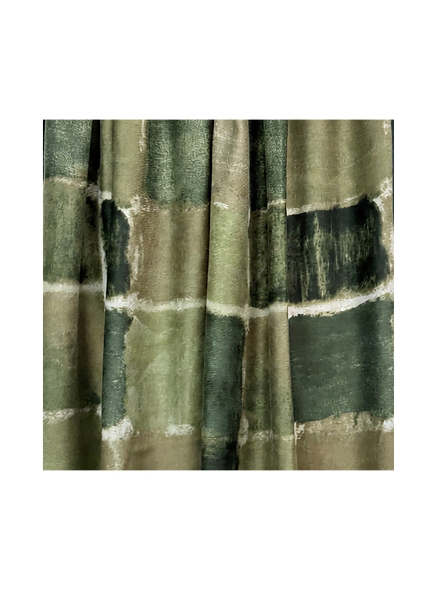 Women’s Abstract Block Print Lightweight Scarf with Fringed Trim