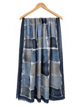 Women’s Abstract Block Print Lightweight Scarf with Fringed Trim