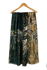 Women’s Floral Print Lightweight Scarf with Frayed Edges
