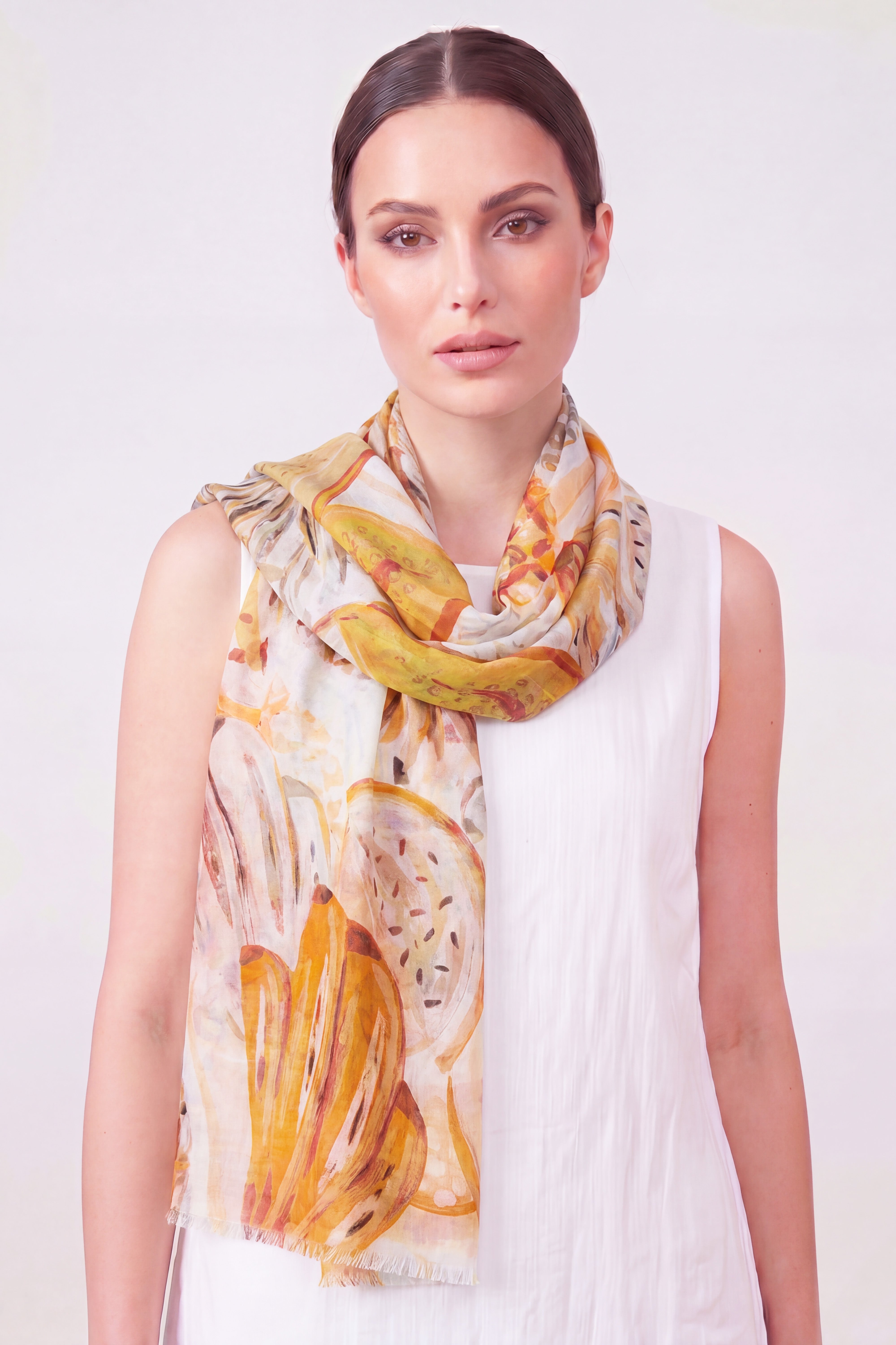Tropical Fruit Print Lightweight Scarf