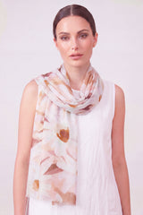 Watercolour Daisy Print Scarf
