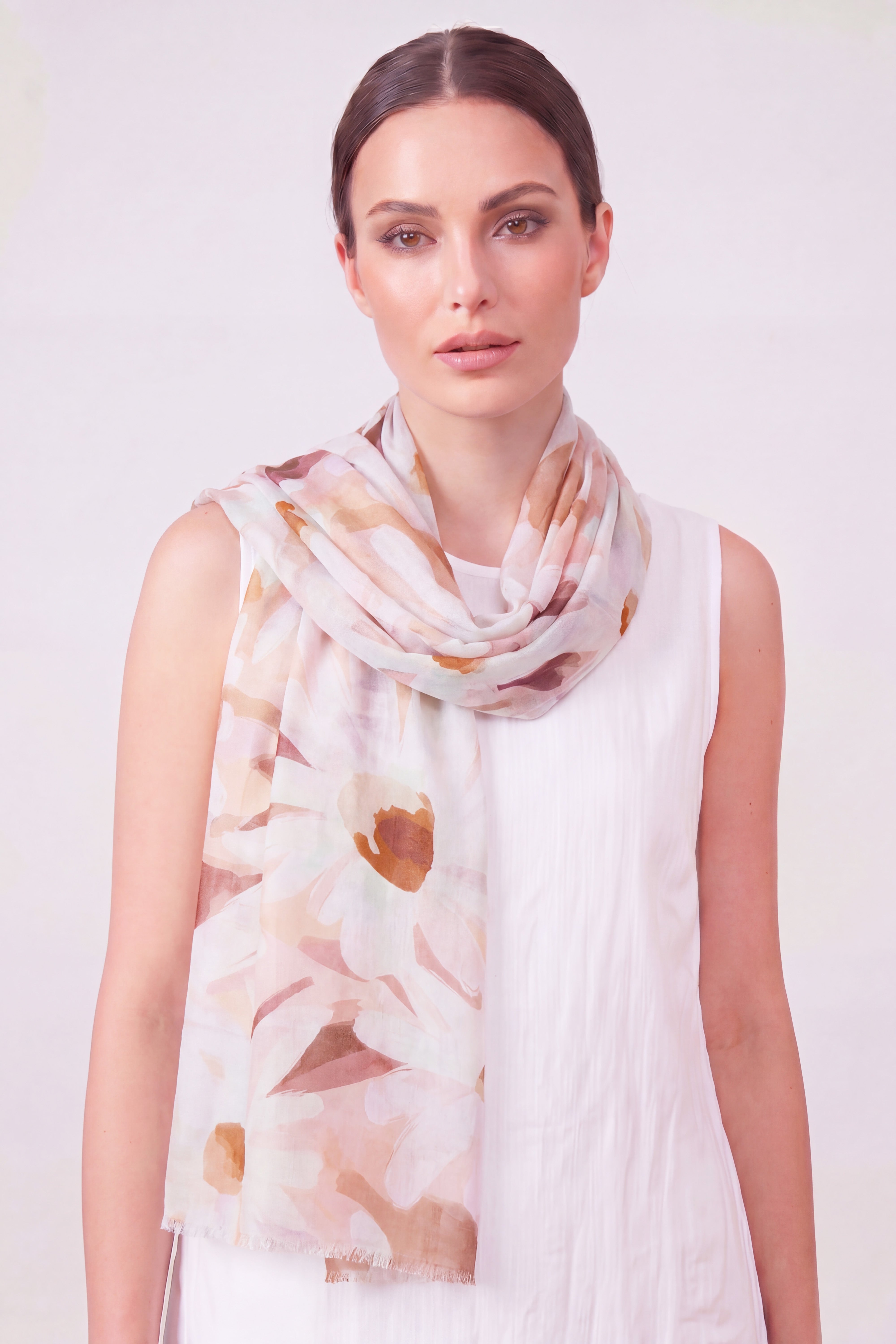 Watercolour Daisy Print Scarf