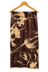 Women’s Abstract Floral Print Woven Scarf with Fringed Trim