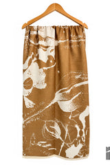Women’s Abstract Floral Print Woven Scarf with Fringed Trim