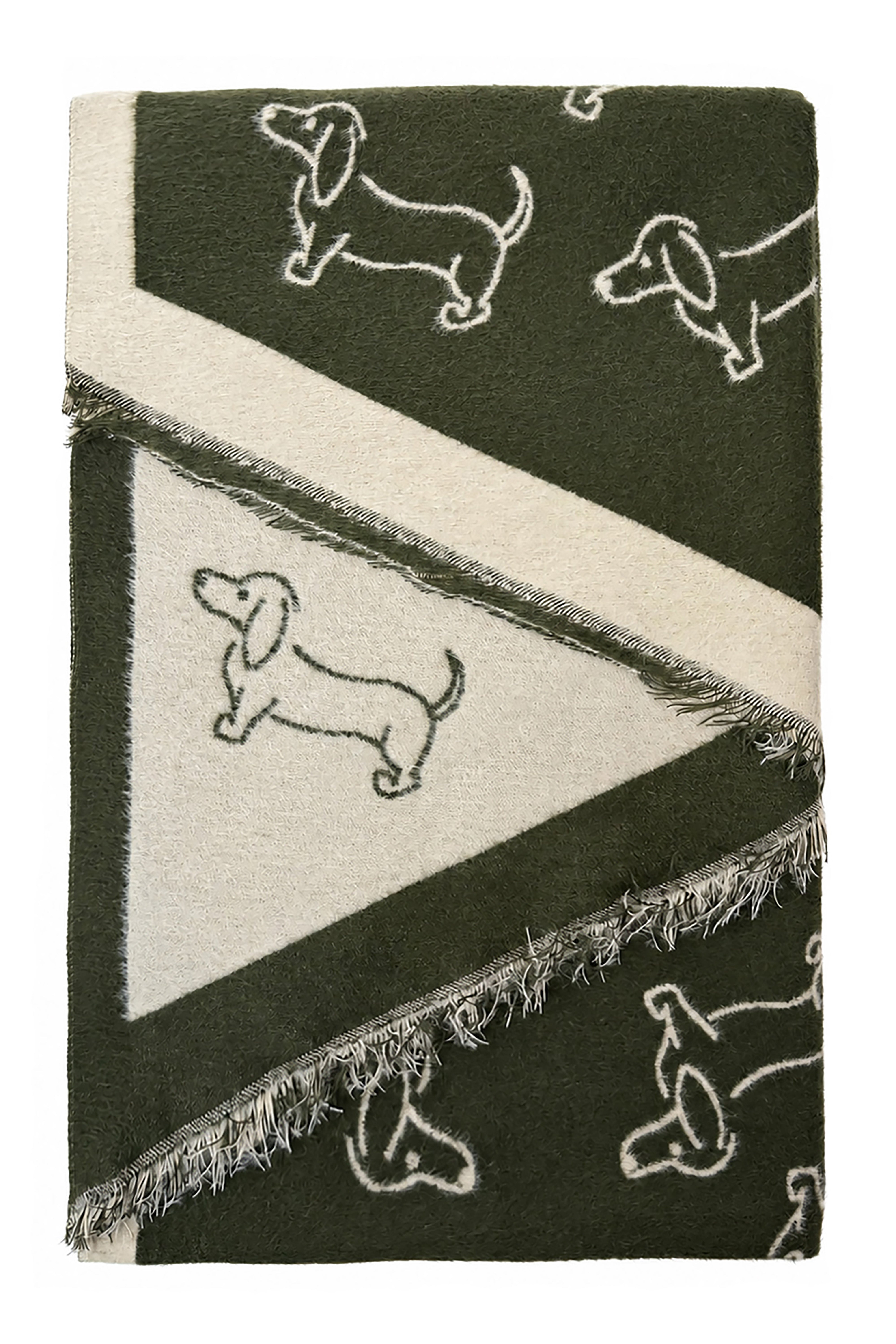 Women’s Dachshund Sausage Dog Print Scarf with Fringed Trim