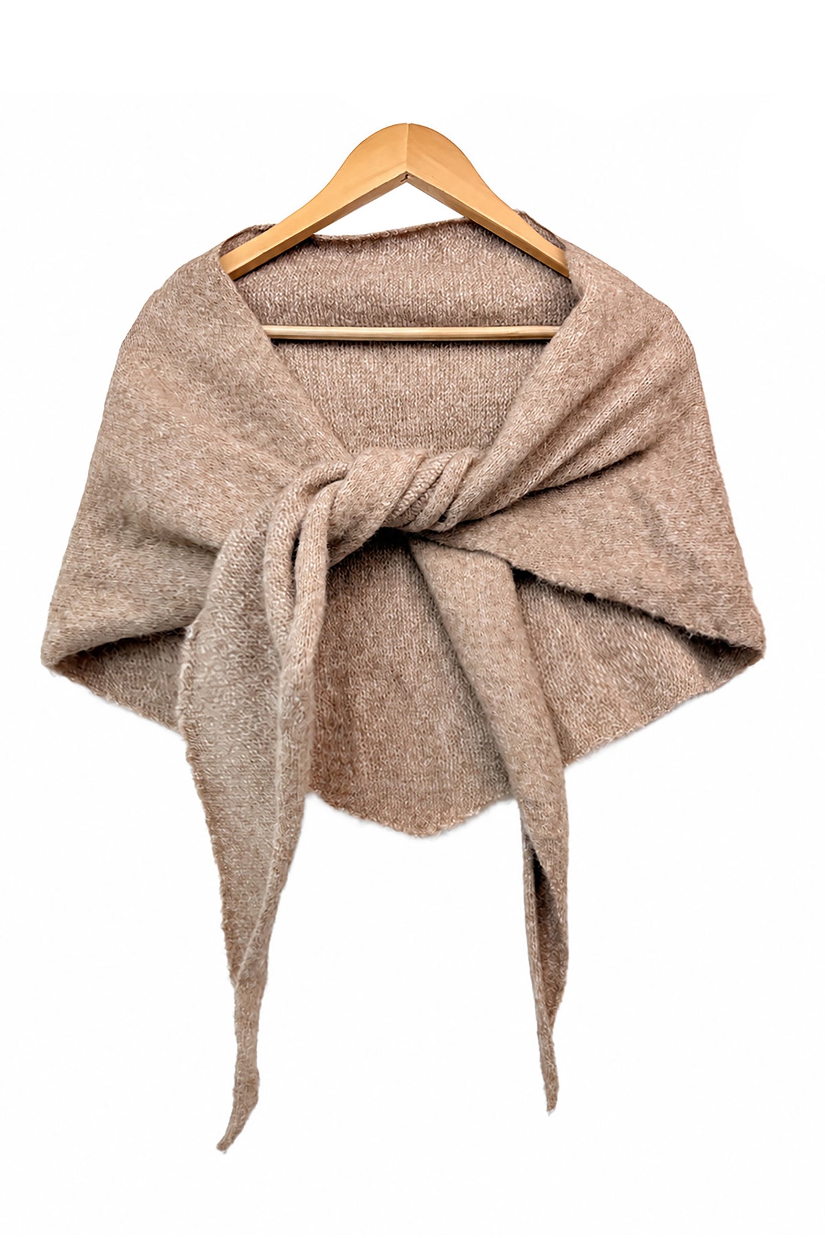 Soft Wool Blend Knitted Triangle Scarf Shawl