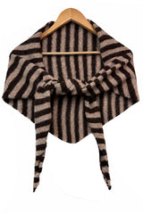 Striped Wool Blend Knitted Triangle Scarf Shawl