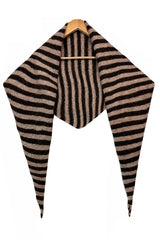 Striped Wool Blend Knitted Triangle Scarf Shawl