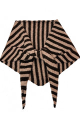 Striped Wool Blend Knitted Triangle Scarf Shawl